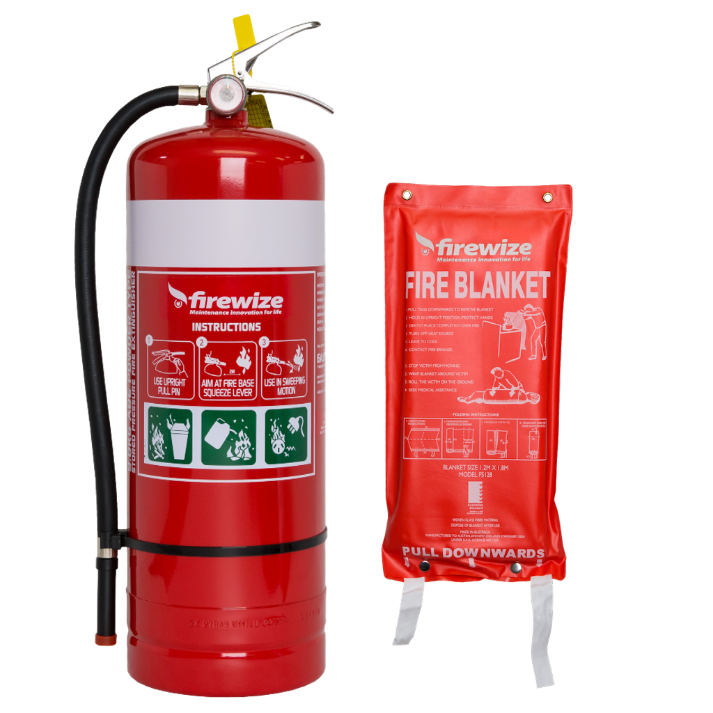 Dry Powder Extinguisher and Fire Blanket Combination