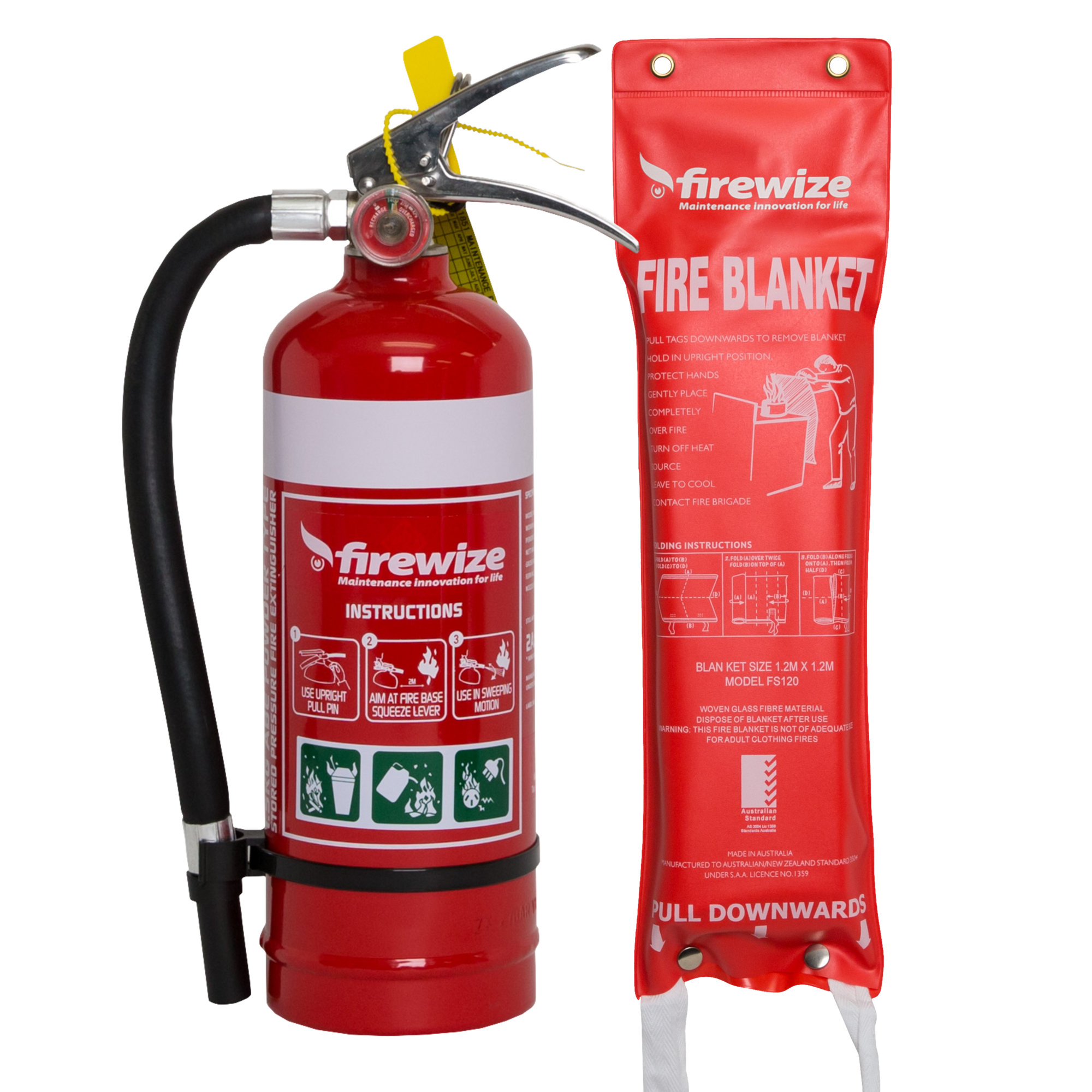 Dry Powder Extinguisher and Fire Blanket Combination