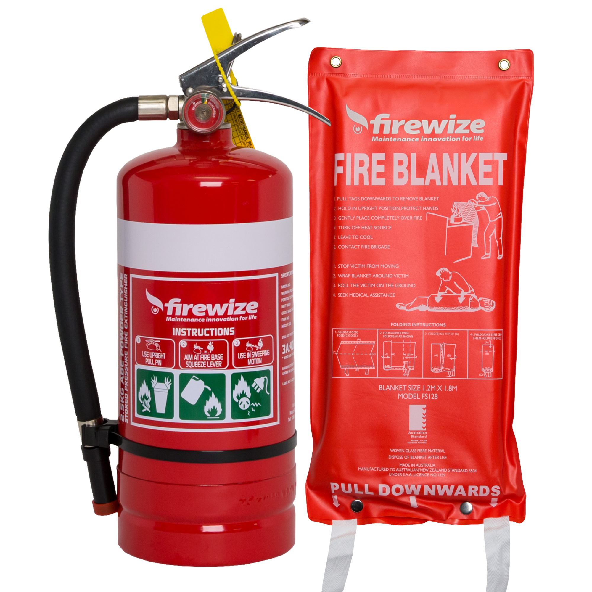 Dry Powder Extinguisher and Fire Blanket Combination
