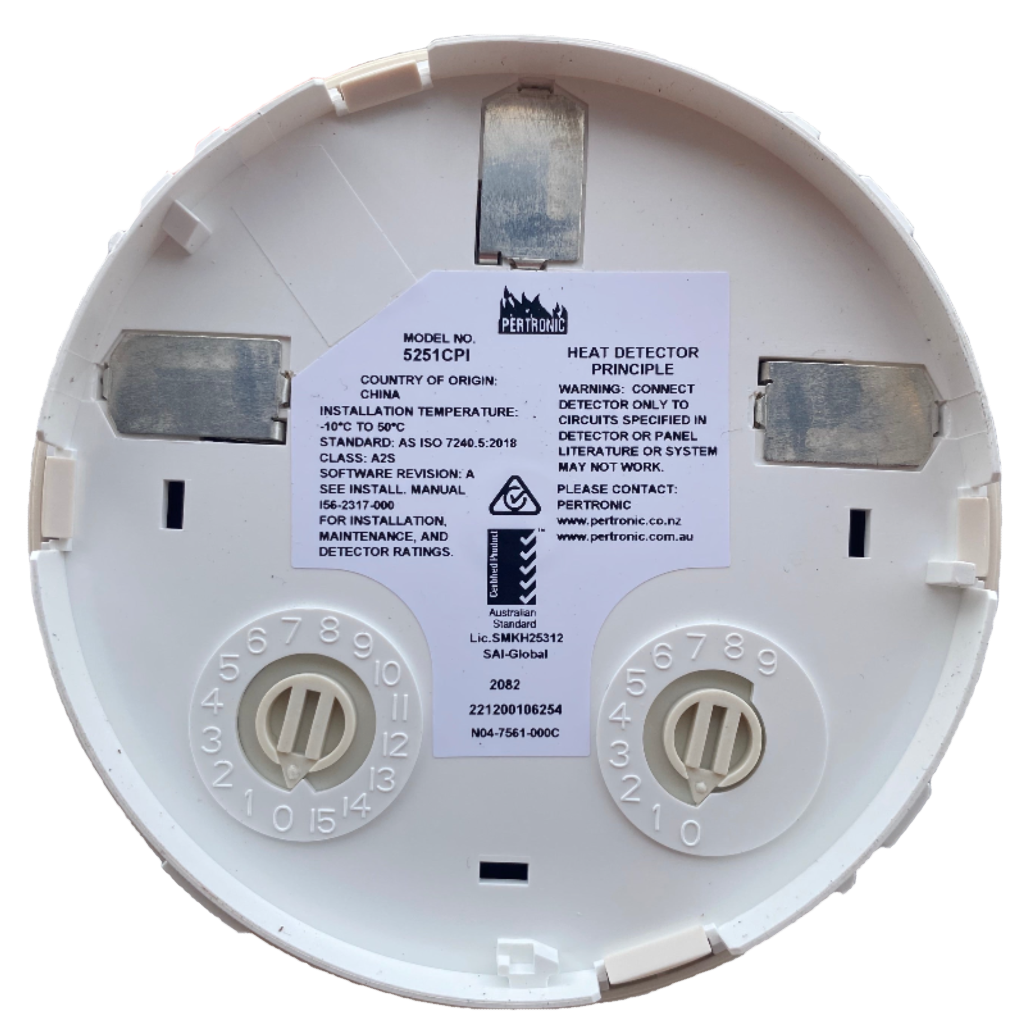 Petronic Heat Detector Rear Label and Address Dials