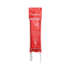 A red fire blanket in a hanging case with white text and branding, including emergency instructions.
